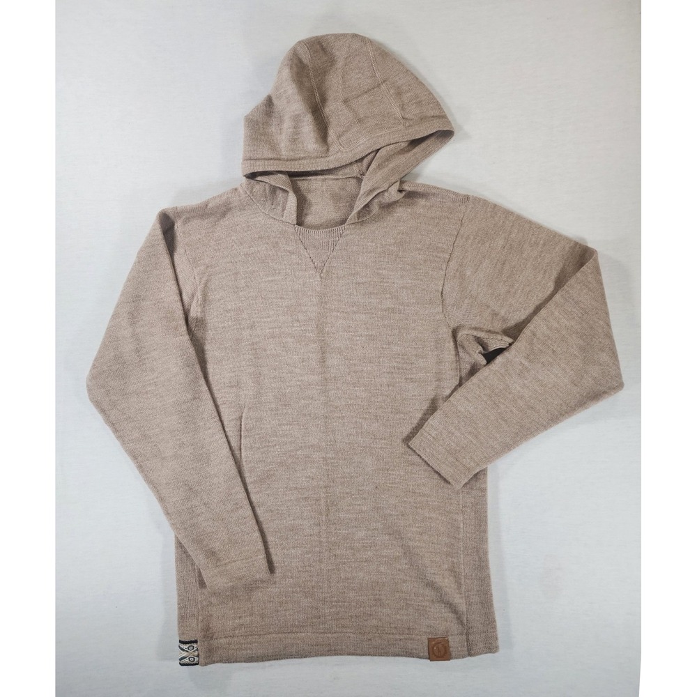 PAKA Royal Alpaca Knit Hoodie Women Medium Tan Handmade Pullover Sweater